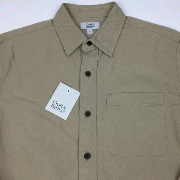 Croft & Borrow Small Beige Button Front Shirt - Picture 2 of 7